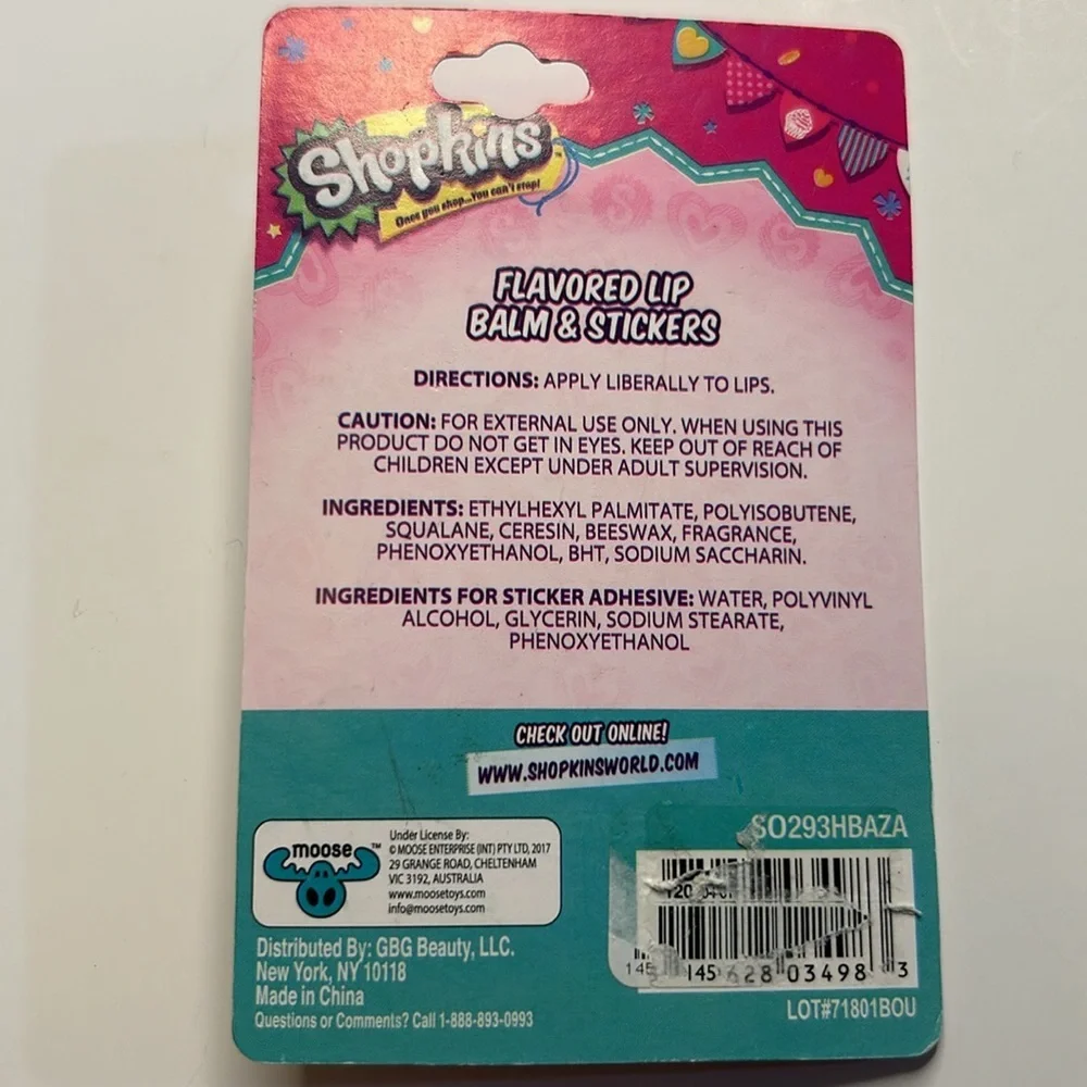 Shopkins Lip Balm & Sticker Bundle- D'lish Donut & Strawberry Kiss Quantity of 3